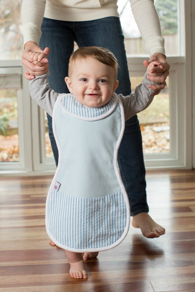 The Burpa Bib™ in Baby Blue/Saturday Seersucker