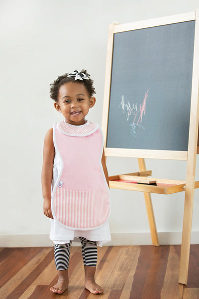 The Burpa Bib™ in Baby Pink/Saturday Seersucker